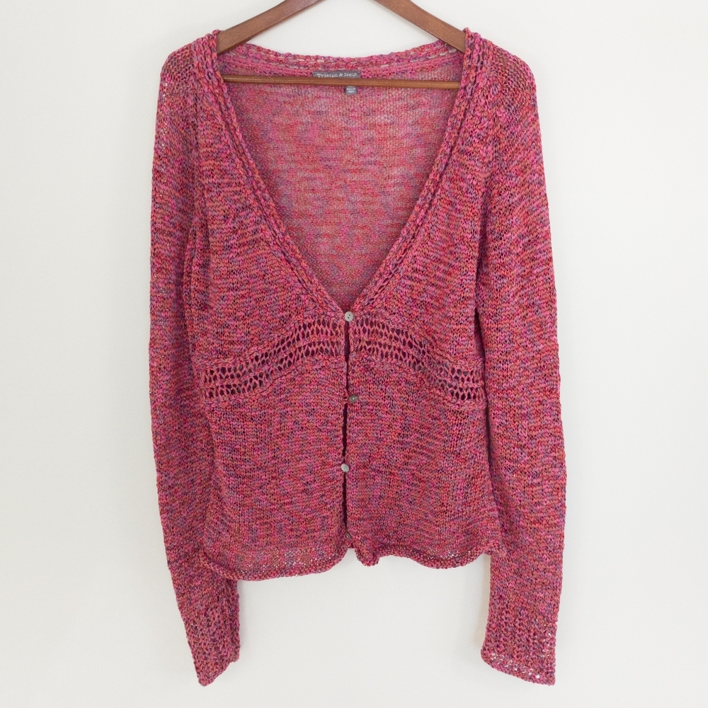 Vintage Tristan & Iseut Open Knot Button Front Cardigan Size XL